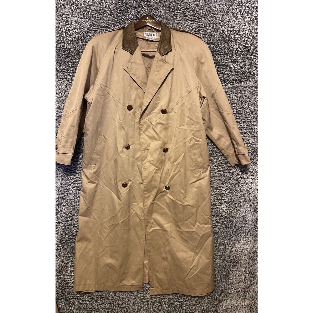 S.B. II VTG 80's Women's 13/14 Brown Button Front Long Sleeve Trench Coat